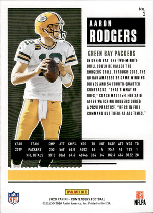 2020 Panini Contenders Football #1 Aaron Rodgers - Green Bay Packers