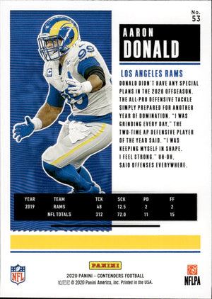 2020 Panini Contenders Football #53 Aaron Donald - Los Angeles Rams