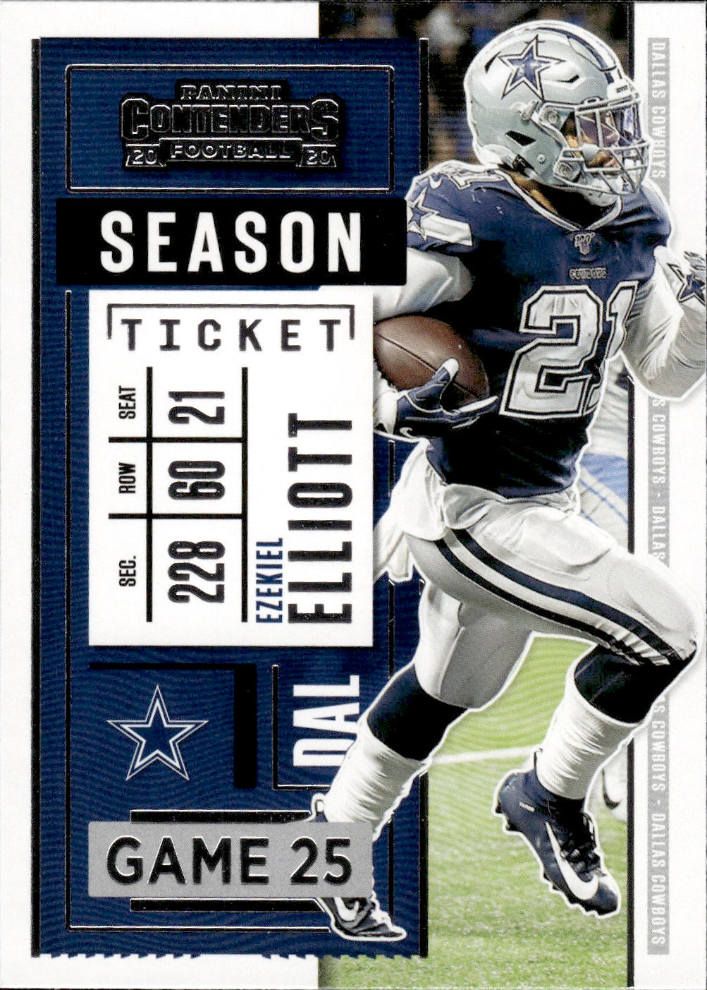 2020 Panini Contenders Football #75 Ezekiel Elliott - Dallas Cowboys