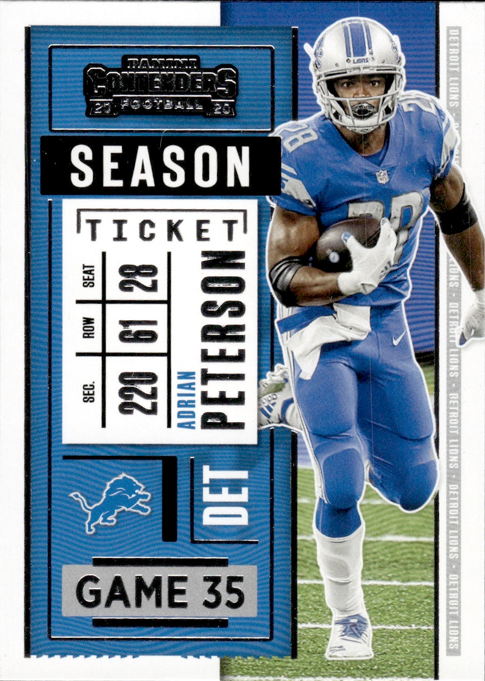 2020 Panini Contenders Football #7 Adrian Peterson - Detroit Lions