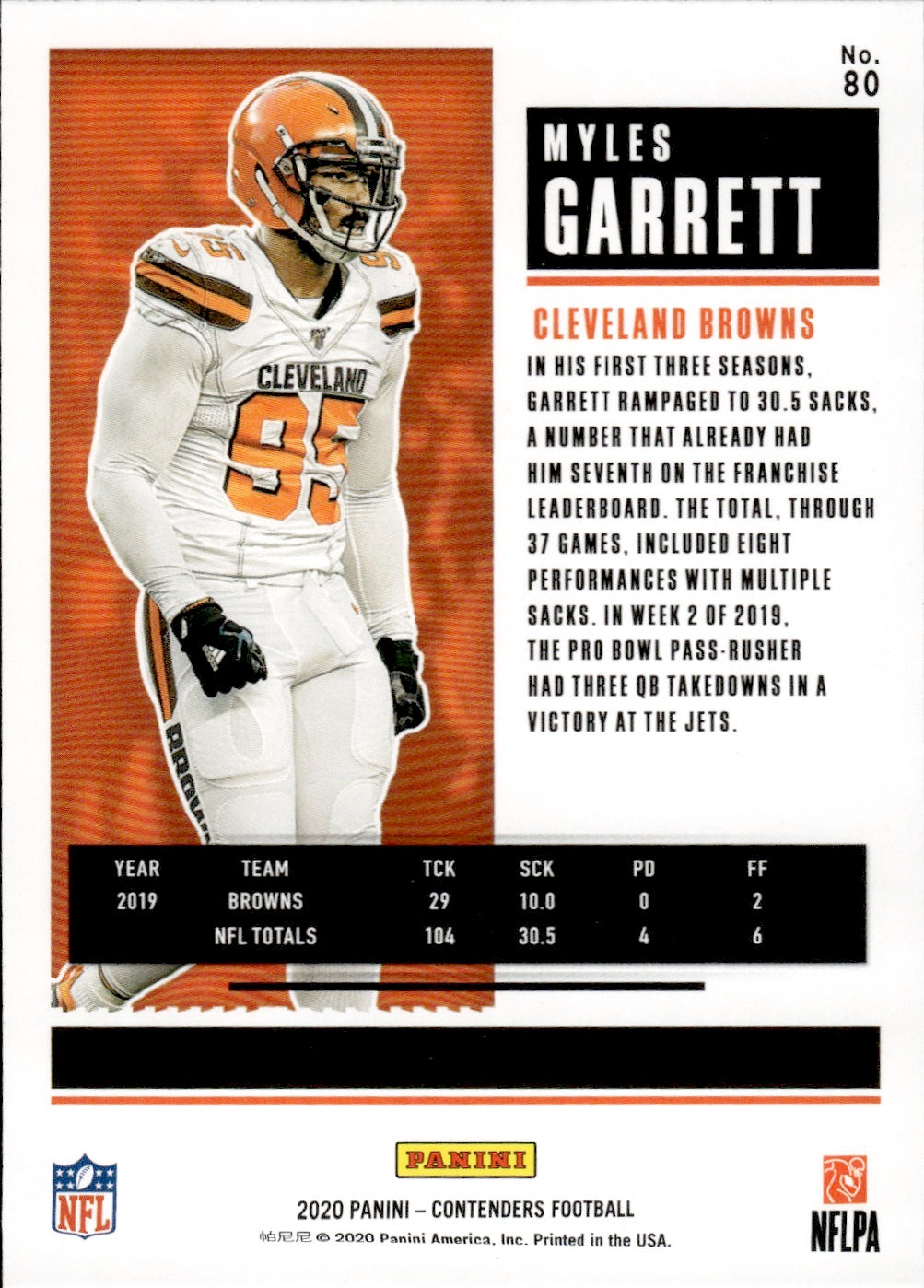 2020 Panini Contenders Football #80 Miles Garrett - Cleveland Browns