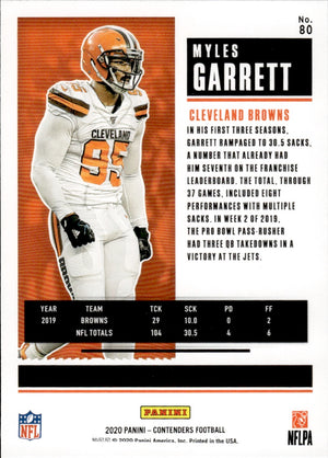 2020 Panini Contenders Football #80 Miles Garrett - Cleveland Browns