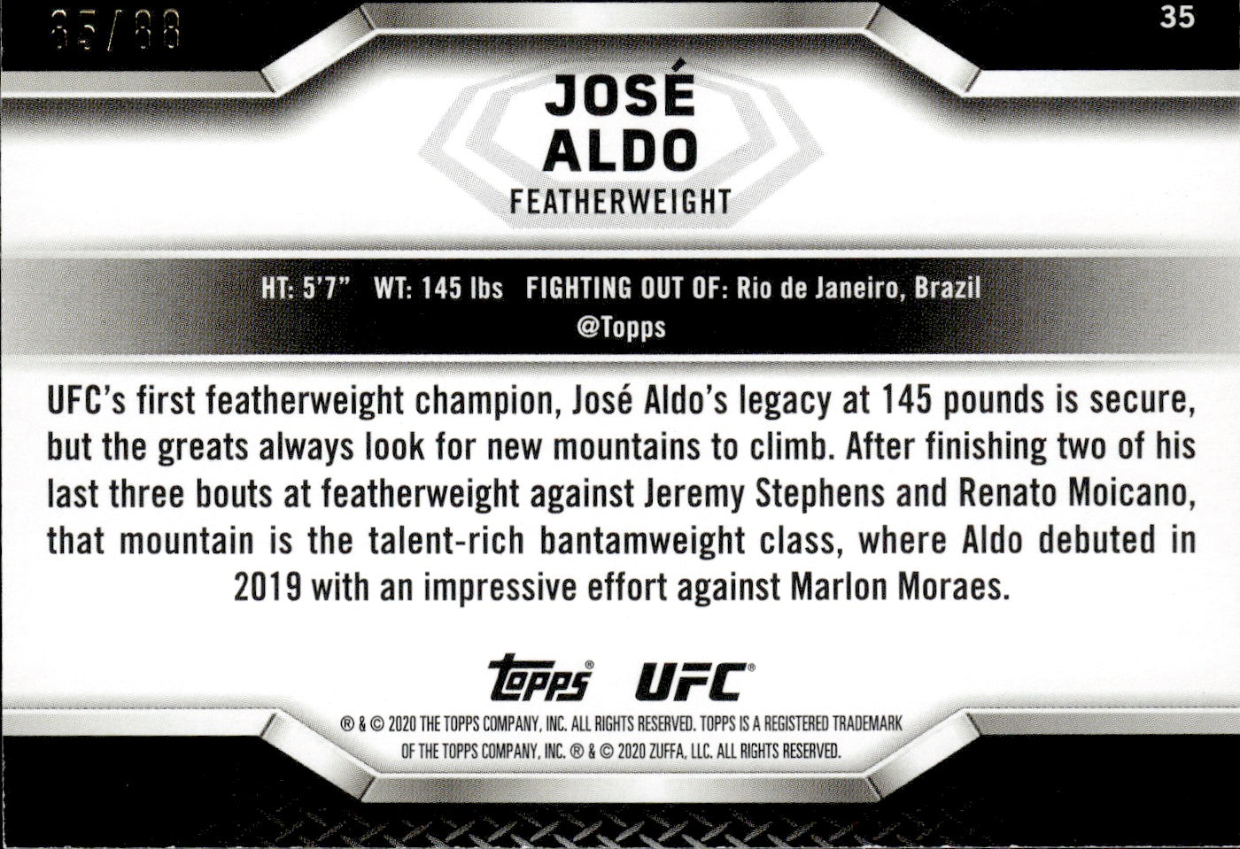 2020 Topps UFC Knockout Green /88 #35 Jose Aldo - Featherweight