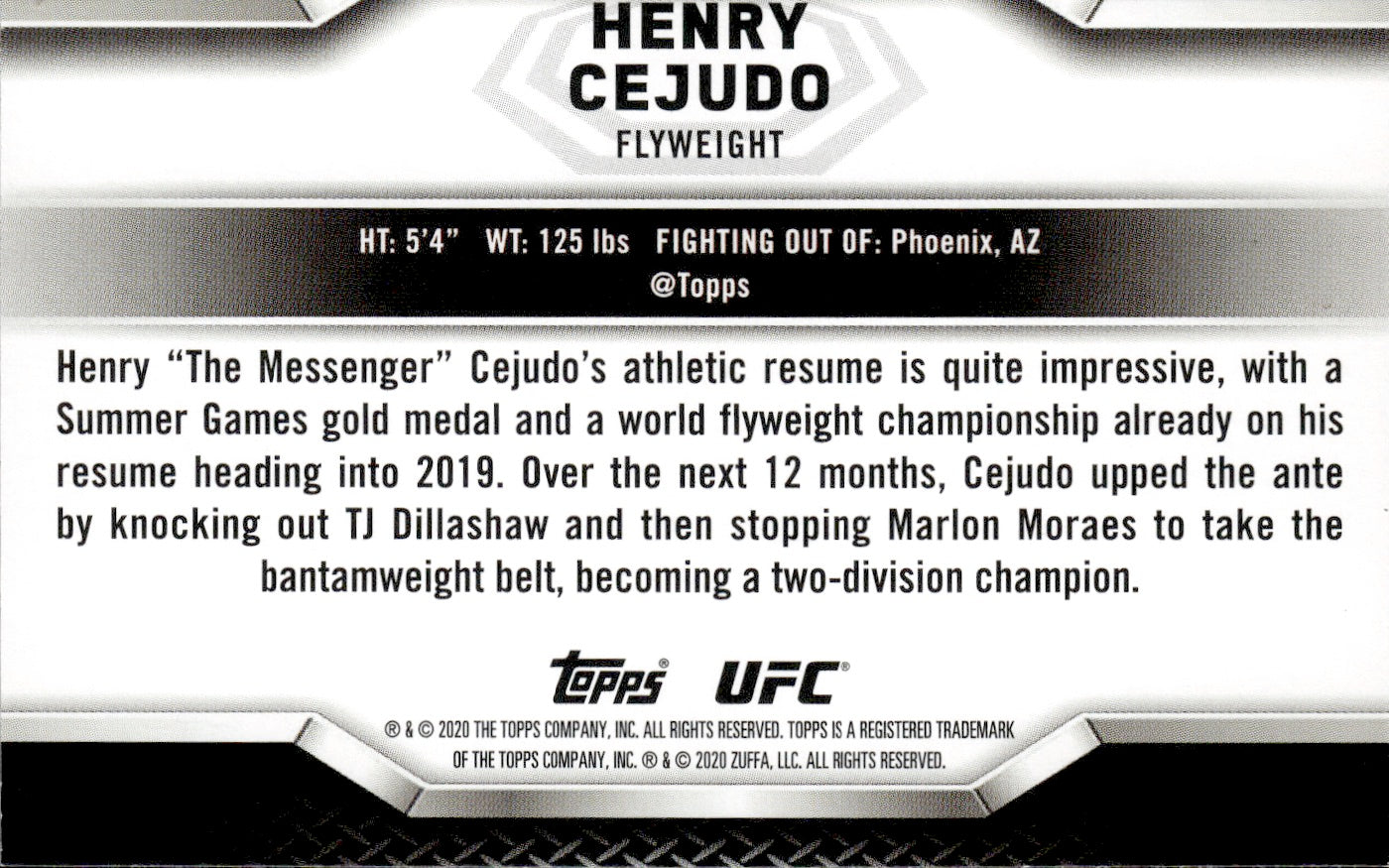 2020 Topps UFC Knockout #4 Henry Cejudo - Flyweight