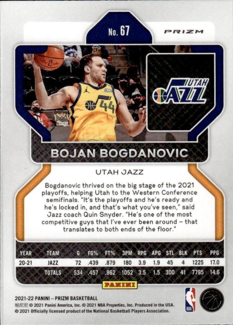 2021-22 Panini Prizm Basketball - NBA 75th Anniversery - Prizm #67 Bojan Bogdanovic - Utah Jazz