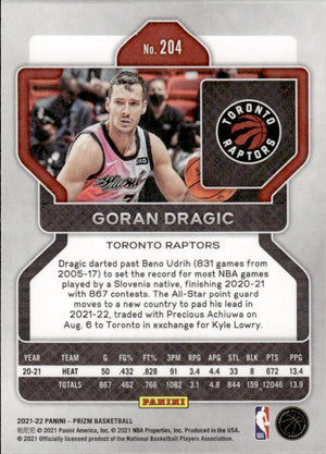 2021-22 Panini Prizm Basketball - Base #204 Goran Dragic - Toronto Raptors