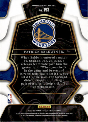 2021-22 Panini Select Basketball Premier Level #193 Patrick Baldwin Jr. Golden State Warriors