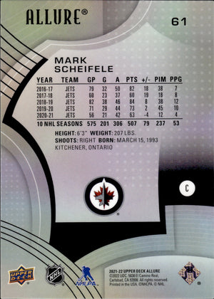 2021-22 Upper Deck Allure Hockey Base #61 Mark Scheifele - Winnipeg Jets