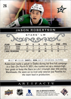 2021-22 Upper Deck Artifacts Hockey Base #26 Jason Robertson - Dallas Stars