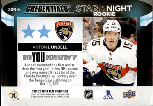 2021-22 Upper Deck Credentials Hockey - 2nd Star Of The Night - Rookie #2SR-5 Anton Lundell - Florida Panthers