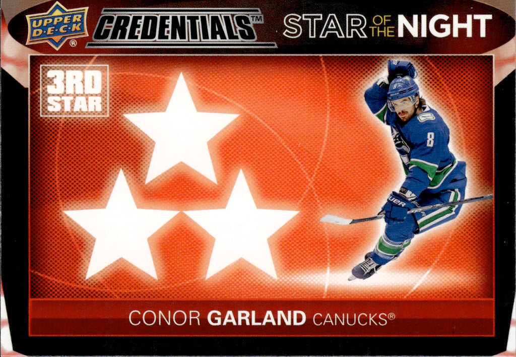 2021-22 Upper Deck Credentials Hockey - 3rd Star Of The Night #3S-4 Conor Garland - Vancouver Canucks