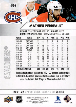 2021-22 Upper Deck Extended Series Hockey Base #586 Mathieu Perreault - Montreal Canadiens