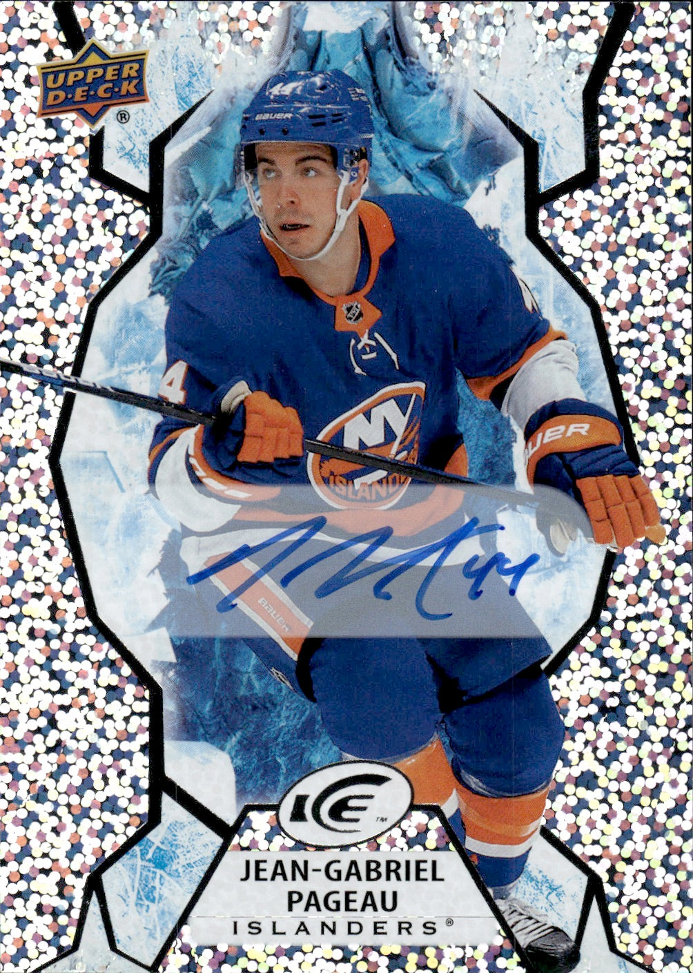 2021-22 Upper Deck Ice Hockey Base Auto #61 Jean-Gabriel Pageau - New York Islanders