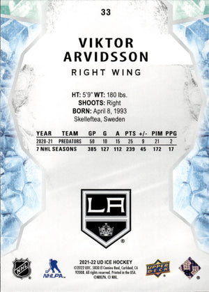 2021-22 Upper Deck Ice Hockey Base Green #33 Viktor Arvidsson - Los Angeles Kings