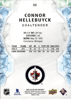 2021-22 Upper Deck Ice Hockey #53 Connor Hellebuyck - Winnipeg Jets