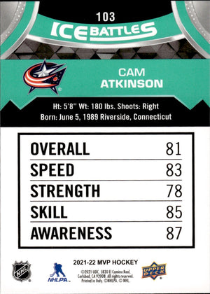 2021-22 Upper Deck MVP Hockey Ice Battles #103 Cam Atkinson - Columbus Blue Jackets