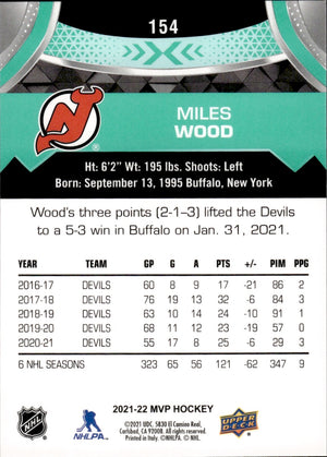 2021-22 Upper Deck MVP Hockey #154 Miles Wood - New Jersey Devils