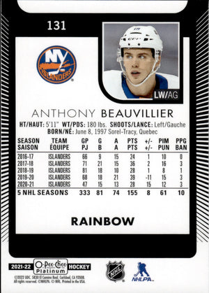 2021-22 Upper Deck O-Pee-Chee Platinum Hockey - Base - Rainbow #131 Anthony Beauvillier - New York Islanders