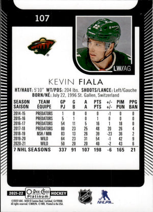 2021-22 Upper Deck O-Pee-Chee Platinum Hockey - Base #107 Kevin Fiala - Minnesota Wild