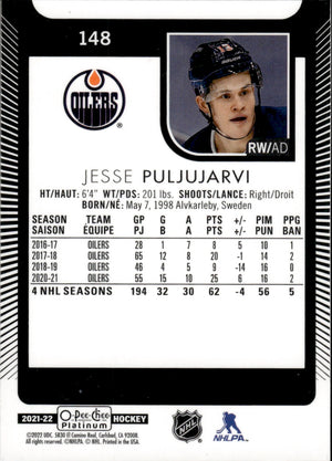 2021-22 Upper Deck O-Pee-Chee Platinum Hockey - Base #148 Jesse Puljujarvi - Edmonton Oilers