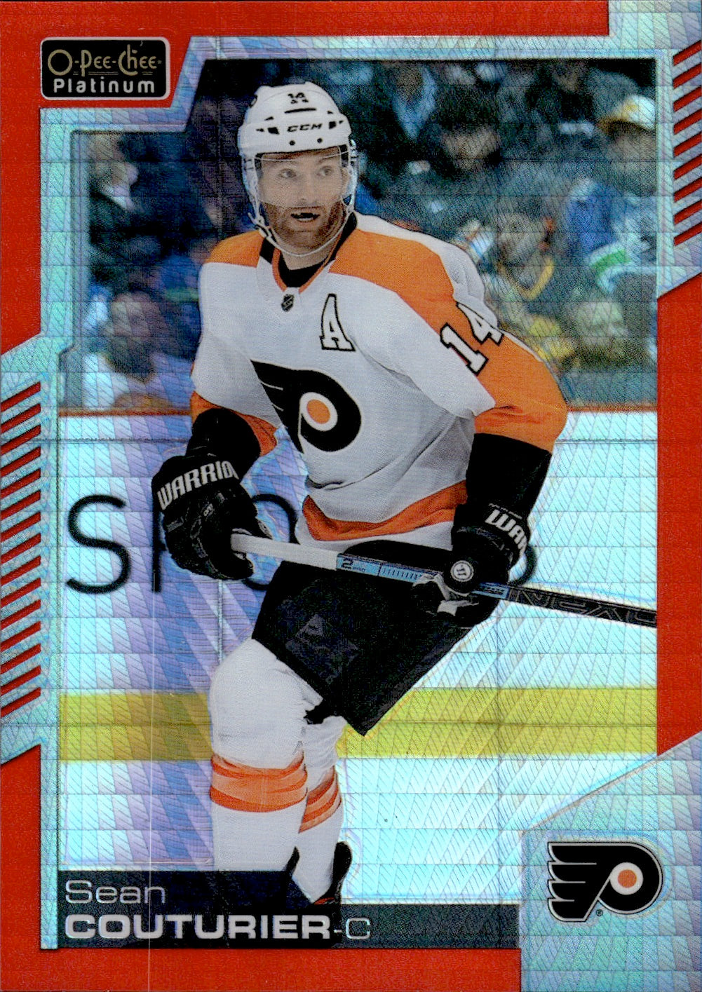 2021-22 Upper Deck O-Pee-Chee Platinum Hockey Base Red Prizm /199 #64 Sean Couturier - Philadelphia Flyers