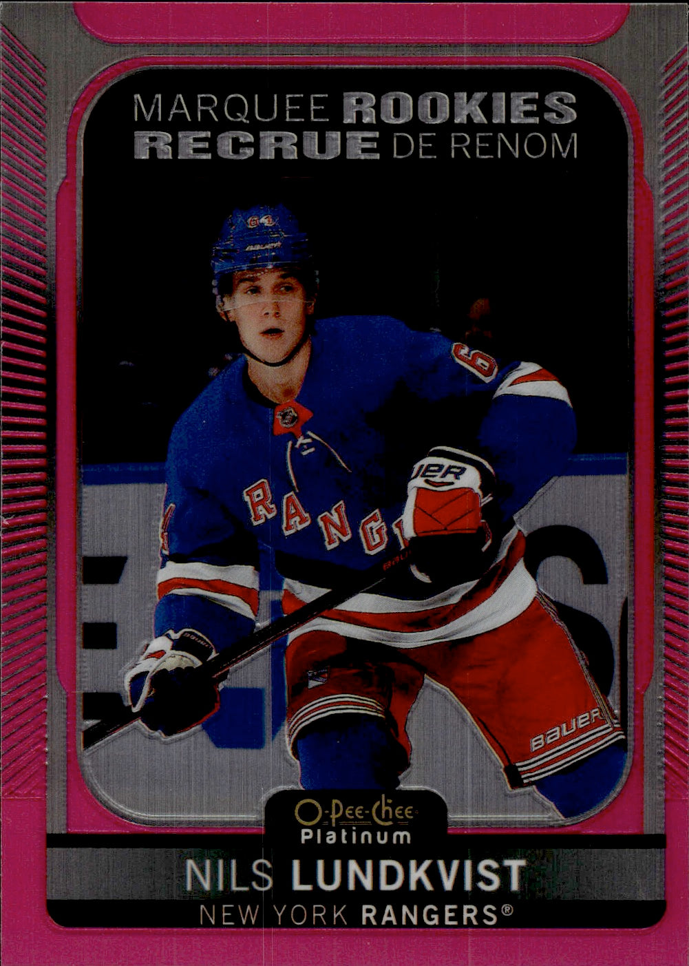 2021-22 Upper Deck O-Pee-Chee Platinum Hockey Marquee Rookie Matte Pink #266 Nils Lundkvist - New York Rangers