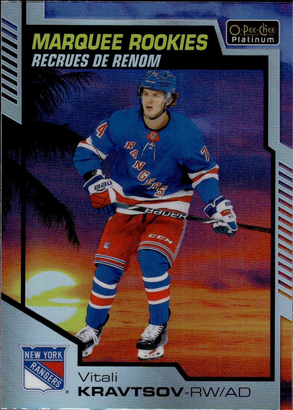 2021-22 Upper Deck O-Pee-Chee Platinum Hockey Marquee Rookie Sunset #156 Vitali Kravtsov - New York Rangers