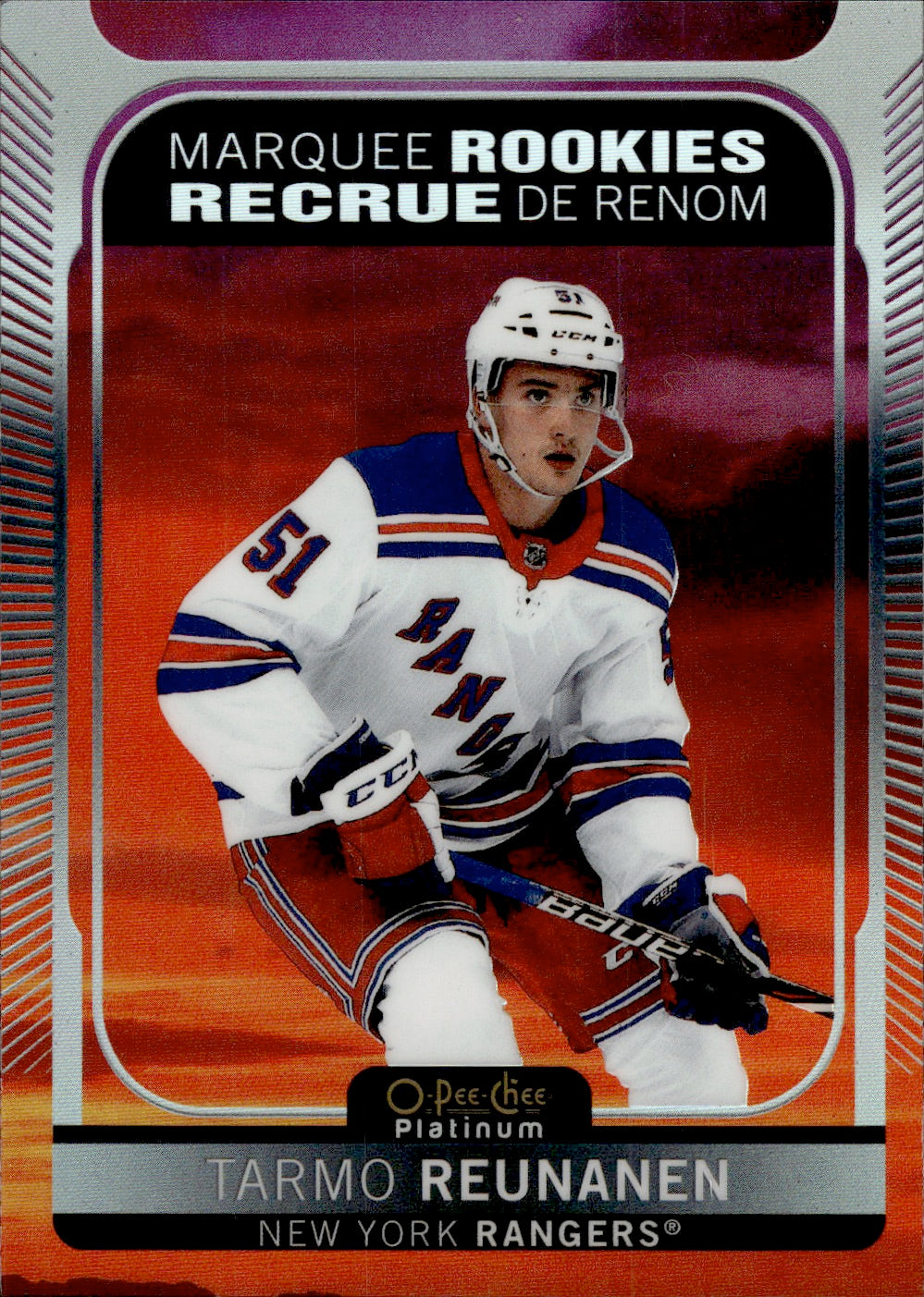 2021-22 Upper Deck O-Pee-Chee Platinum Hockey Marquee Rookie Sunset #241 Tarmo Reunanen - New York Rangers