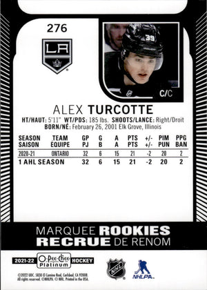 2021-22 Upper Deck O-Pee-Chee Platinum Hockey Marquee Rookie #276 Alex Turcotte - Los Angeles Kings