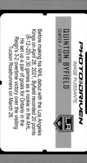 2021-22 Upper Deck O-Pee-Chee Platinum Hockey Photo Driven #PD-13 Quinton Byfield - Los Angeles Kings