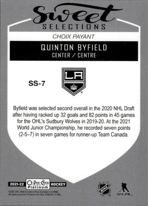 2021-22 Upper Deck O-Pee-Chee Platinum Hockey Sweet Selections #SS-7 Quinton Byfield - Los Angeles Kings