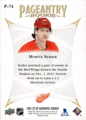 2021-22 Upper Deck SP Authentic Hockey Pageantry #P-74 Moritz Seider - Detroit Red Wings