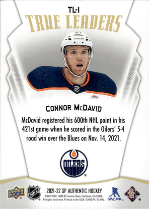 2021-22 Upper Deck SP Authentic Hockey True Leaders #TL-1 Connor McDavid - Edmonton Oilers