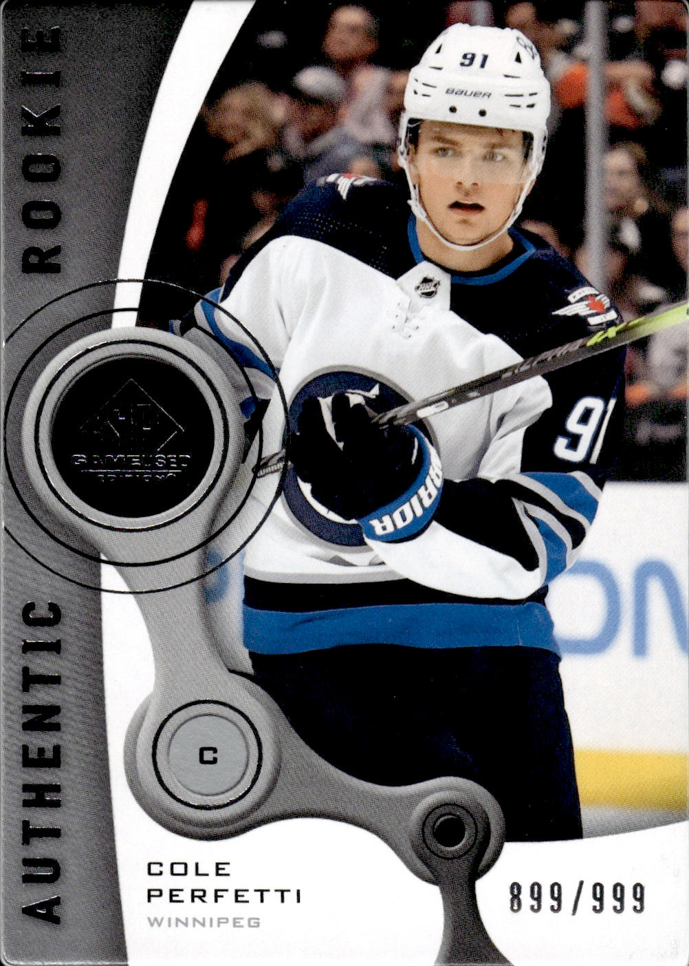 2021-22 Upper Deck SP Game Used Hockey - Authentic Rookie /999 #R-80 Cole Perfetti - Winnipeg Jets