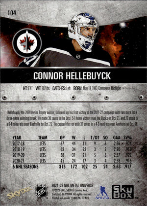 2021-22 Upper Deck Skybox Metal Universe Hockey Alt Jersey #104 Connor Hellebuyck - Winnipeg Jets