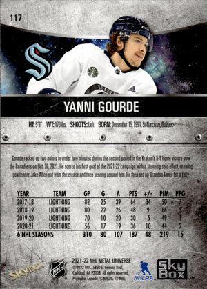 2021-22 Upper Deck Skybox Metal Universe Hockey Alt Jersey #117 Yanni Gourde - Seattle Kraken