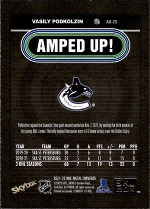 2021-22 Upper Deck Skybox Metal Universe Hockey Amped Up #AU-23 Vasily Podkolzin - Vancouver Canucks