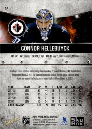 2021-22 Upper Deck Skybox Metal Universe Hockey Base #85 Connor Hellebuyck - Winnipeg Jets