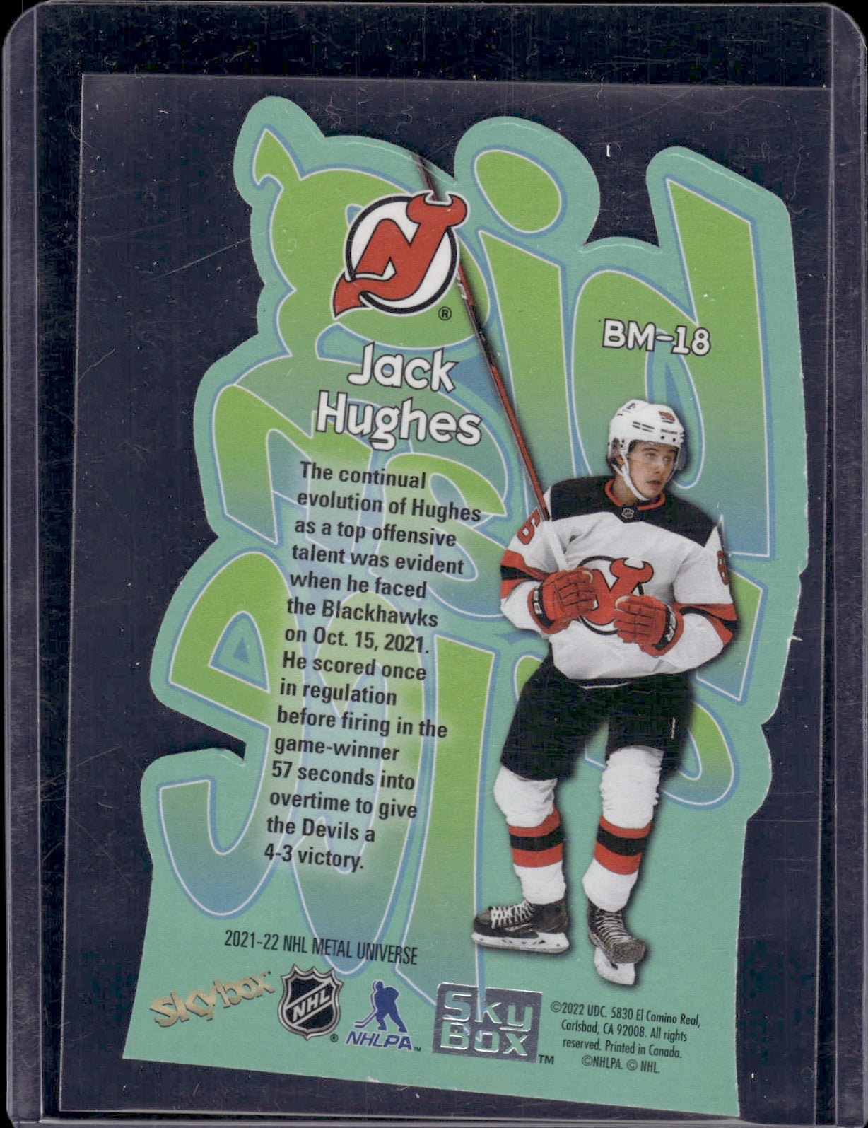 2021-22 Upper Deck Skybox Metal Universe Hockey Big Man On Ice #BM-18 Jack Hughes - New Jersey Devils