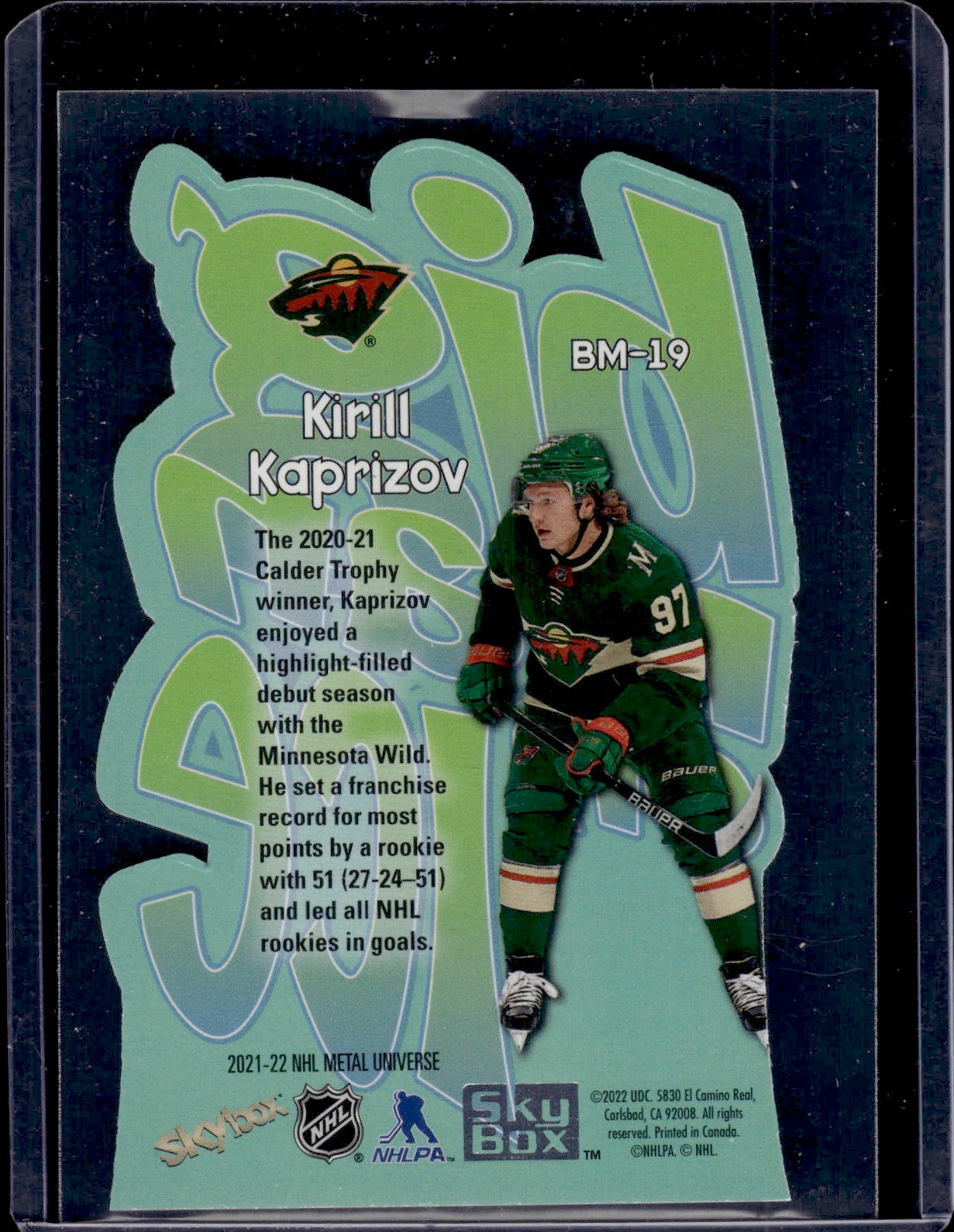 2021-22 Upper Deck Skybox Metal Universe Hockey Big Man On Ice #BM-19 Kirill Kaprizov - Minnesota Wild