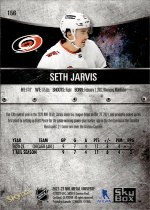 2021-22 Upper Deck Skybox Metal Universe Hockey Rookies #156 Seth Jarvis - Carolina Hurricanes