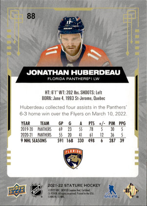 2021-22 Upper Deck Stature - Base - Red /75 #88 Jonathan Huberdeau - Florida Panthers