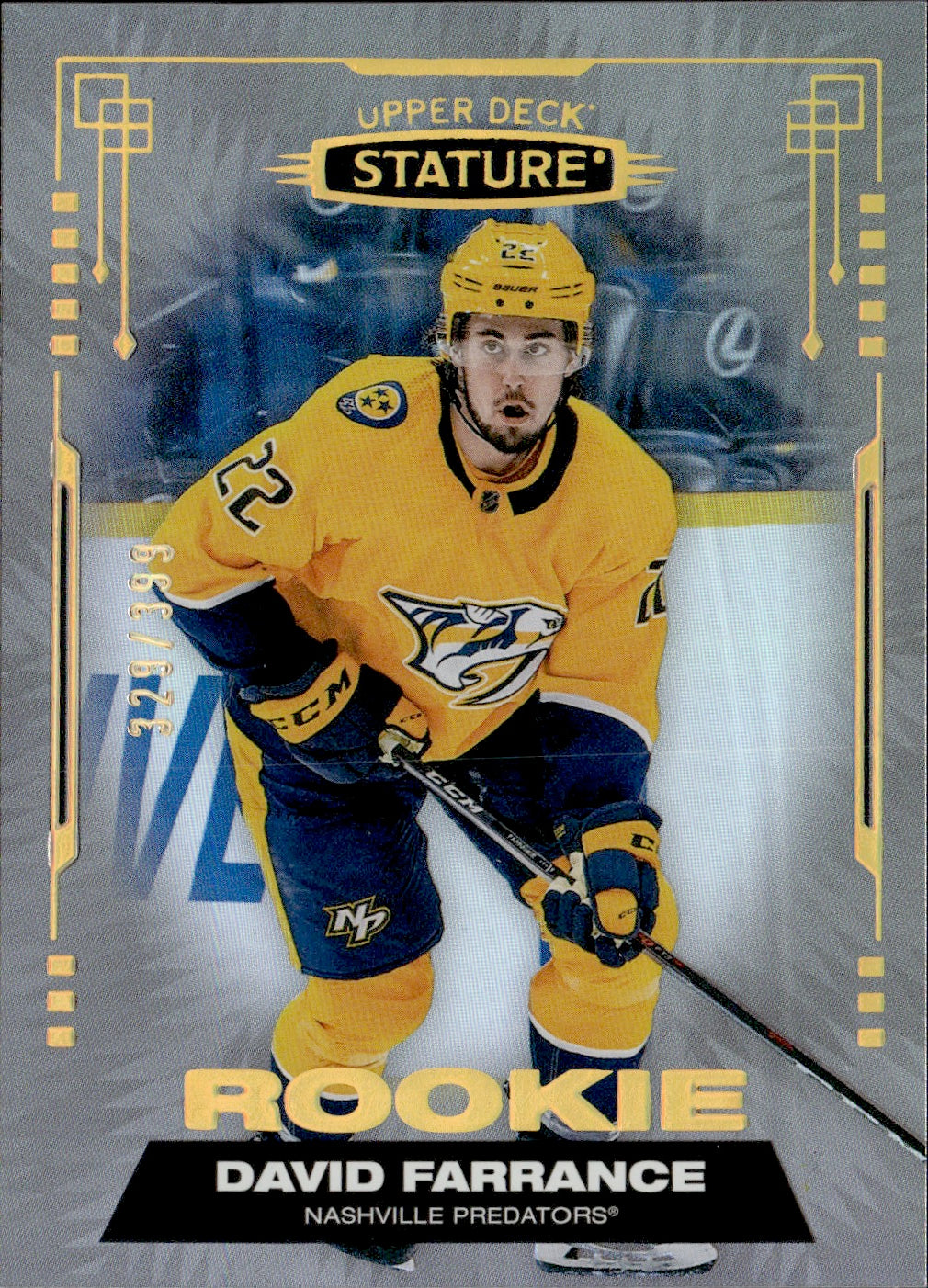 2021-22 Upper Deck Stature - Base - Rookie /399 #126 David Farrance - Nashville Predators