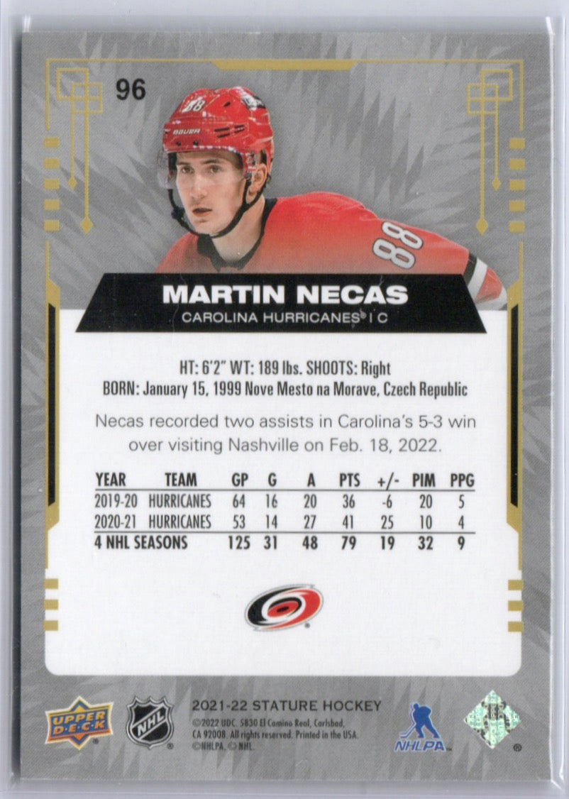 2021-22 Upper Deck Stature Hockey - Base #96 Martin Necas - Carolina Hurricanes