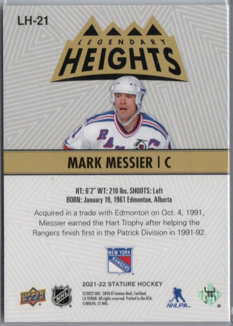 2021-22 Upper Deck Stature Hockey - Legendary Heights #LH-21 Mark Messier - New York Rangers