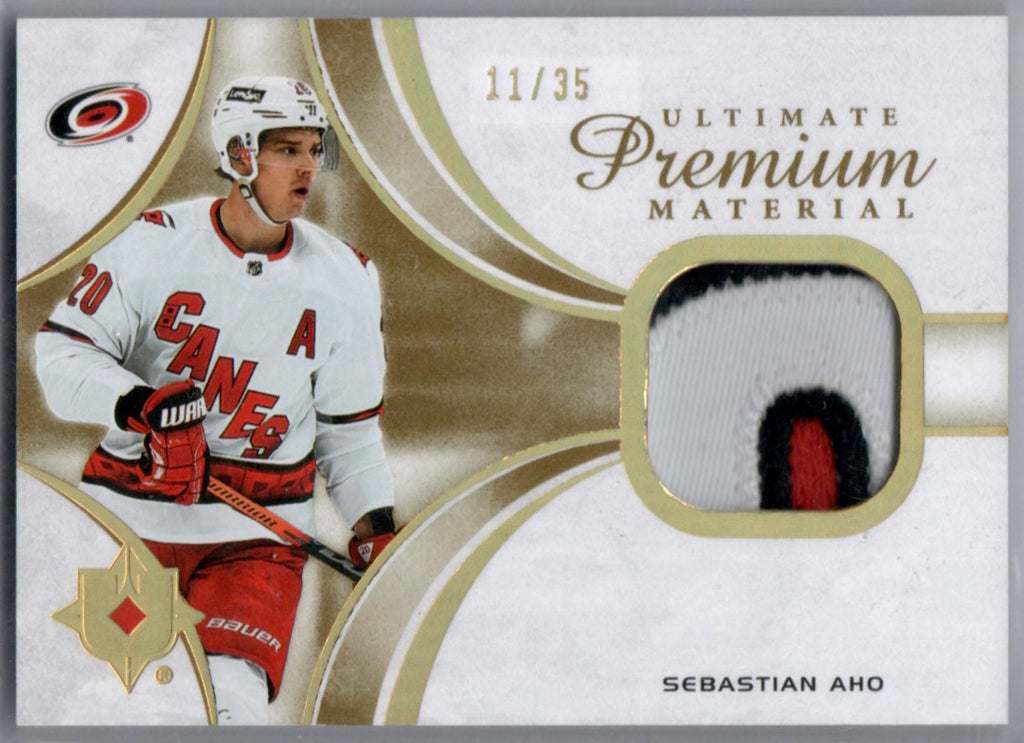 2021-22 Upper Deck Ultimate Collection Hockey - Ultimate Premium Materials #UMS-SA Sebastian Aho - Carolina Hurricanes