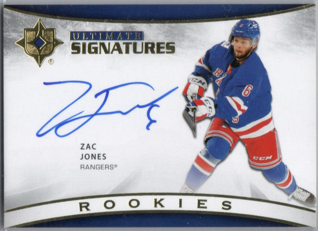 2021-22 Upper Deck Ultimate Collection Hockey - Ultimate Signatures - Rookie #USR-ZJ Jac Jones - New York Rangers