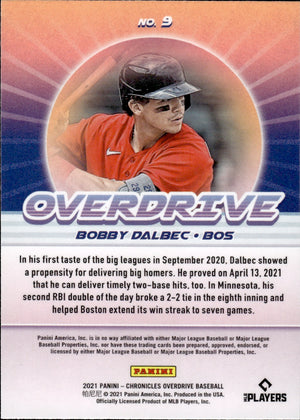 2021 Panini Chronicles Baseball Overdrive #9 Bobby Dalbec - Boston Red Sox