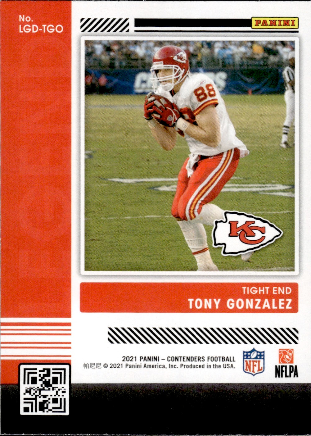 2021 Panini Contenders Football Legendary Contenders #LGD-TGO Tony Gonzalez - Kansas City Chiefs