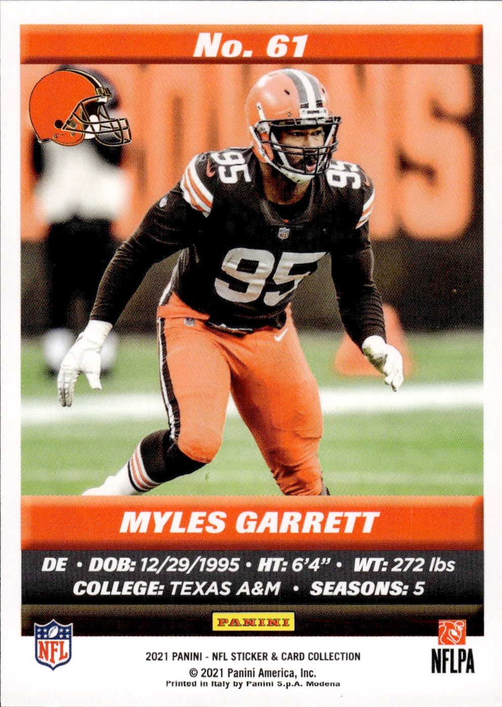 2021 Panini Contenders Football NFL Sticker & Card Collection Silver #61 Myles Garrett - Cleveland Browns